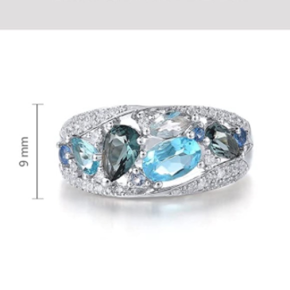 18k London Blue Topaz Diamonds Ring - Picture 10 of 10